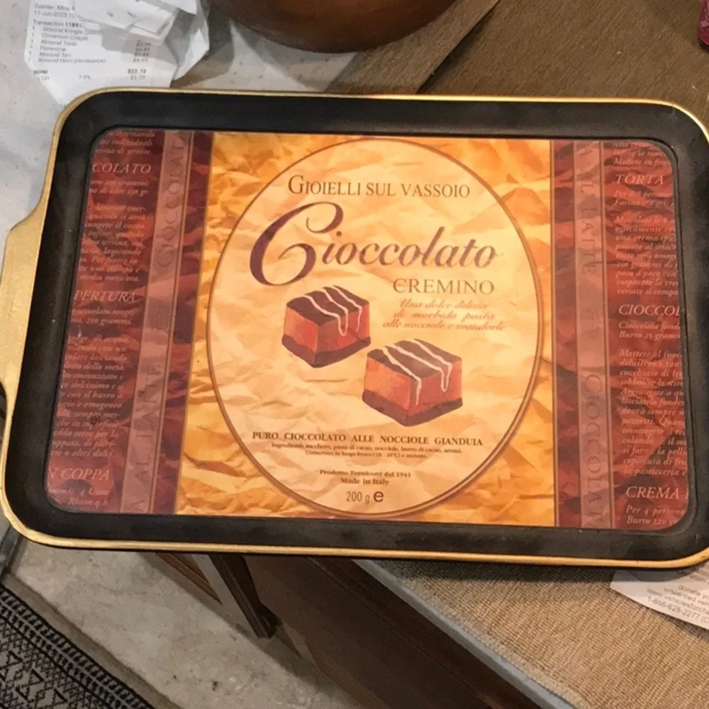 Italian Wood Chocolate Serving Tray Wood/Metalic